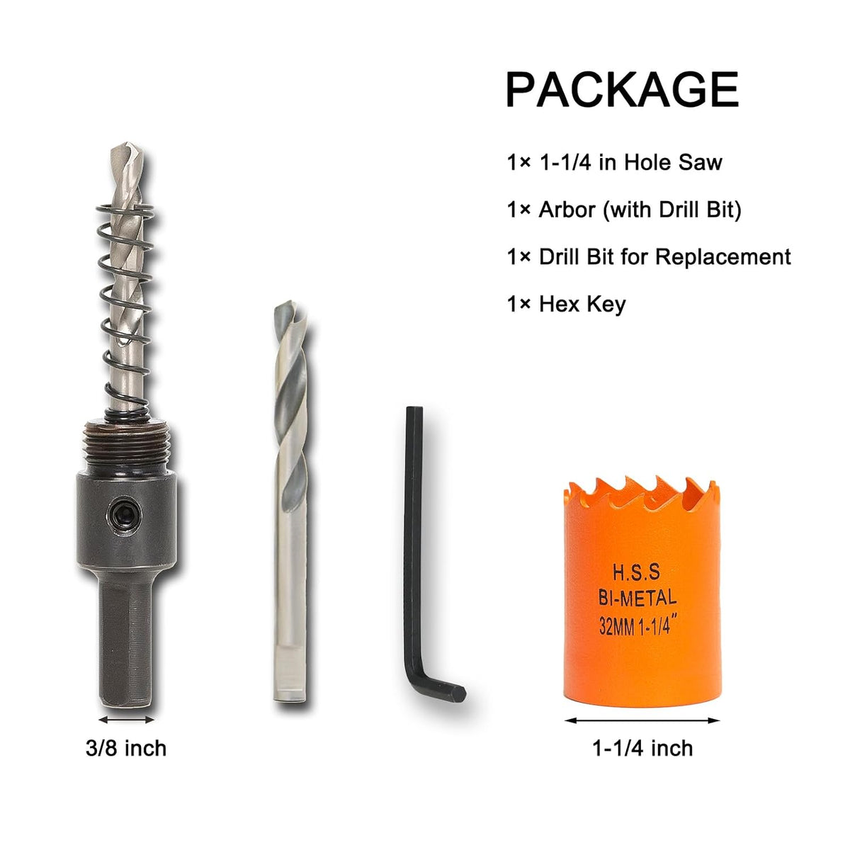 1-1/4 inch Hole Saw for Wood, Metal, Plastic & Drywall, with Arbor