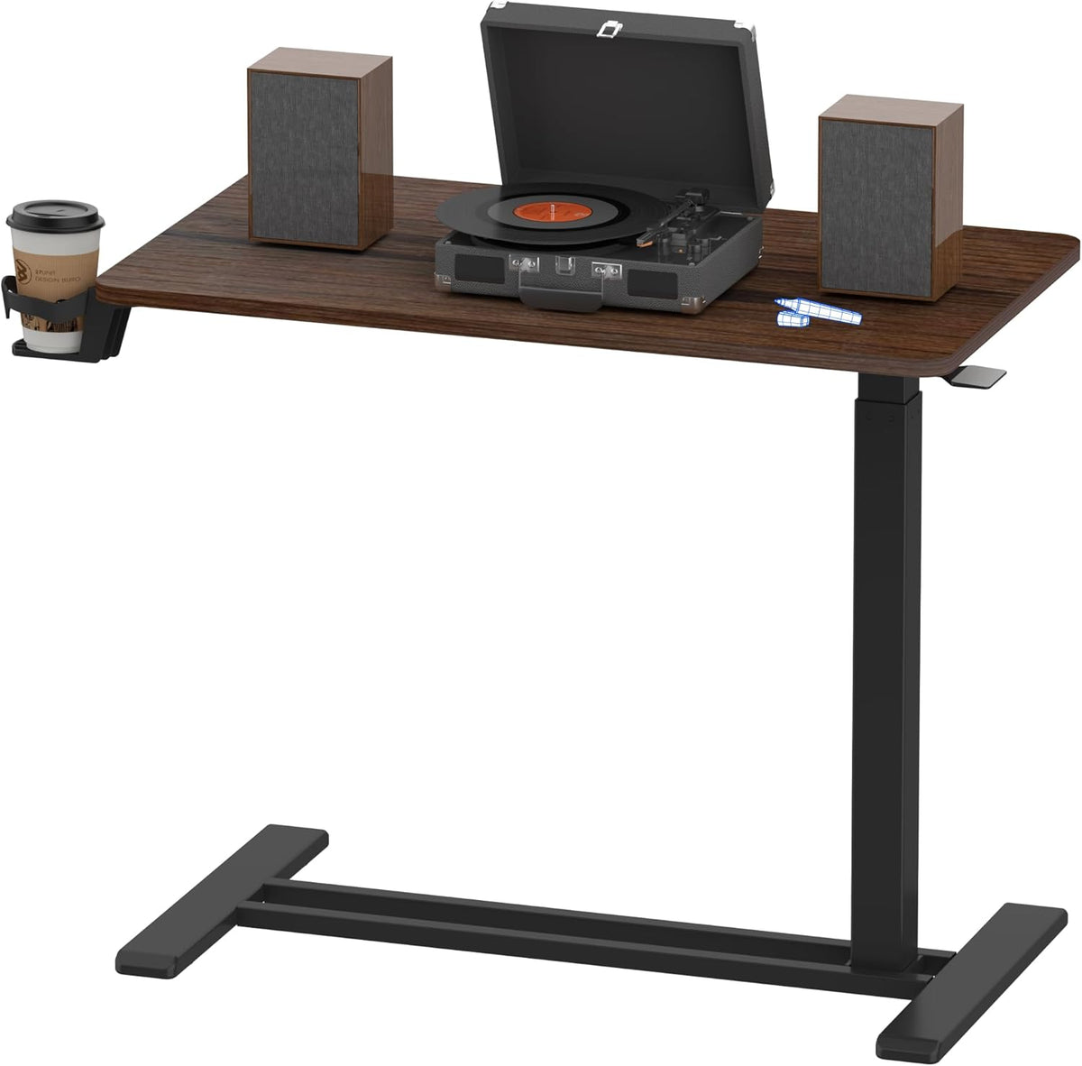 H7 32" Pneumatic Height-Adjustable Overbed Table with Wheels