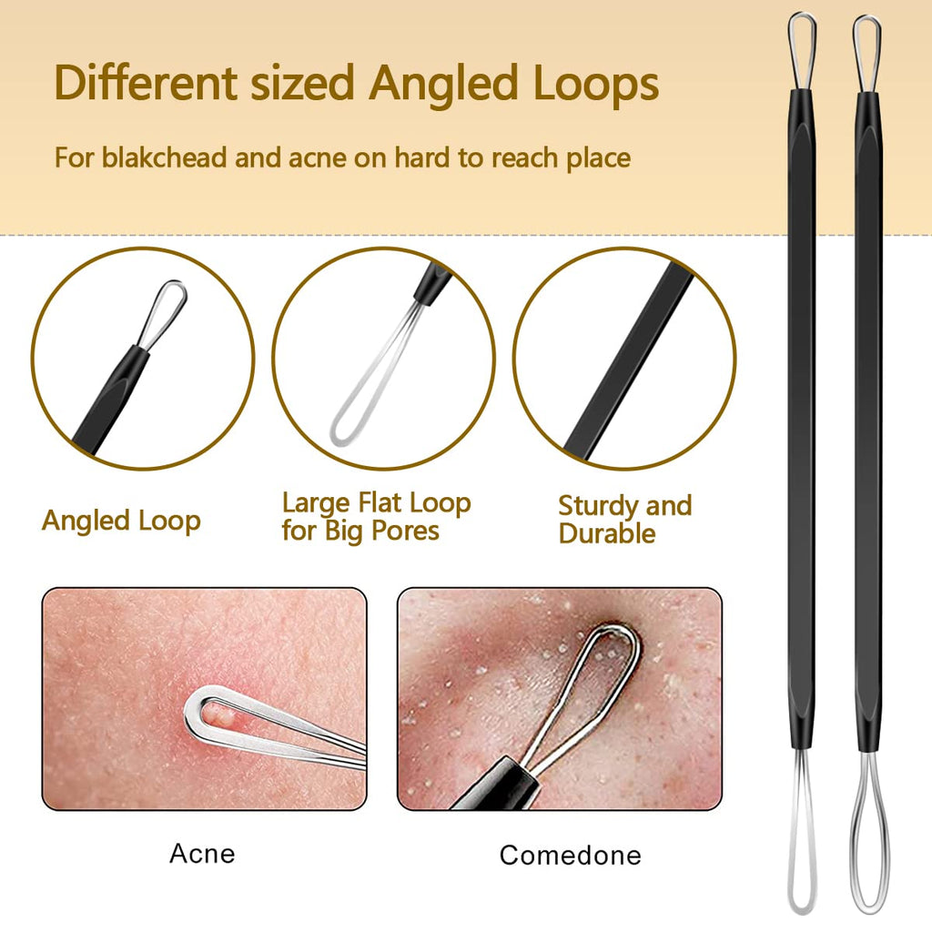 10Pcs Stainless Steel Pimple Popper Tool Kit, Blackhead Remover Tools Comedone Extractor Set, Acne Needle Tweezers