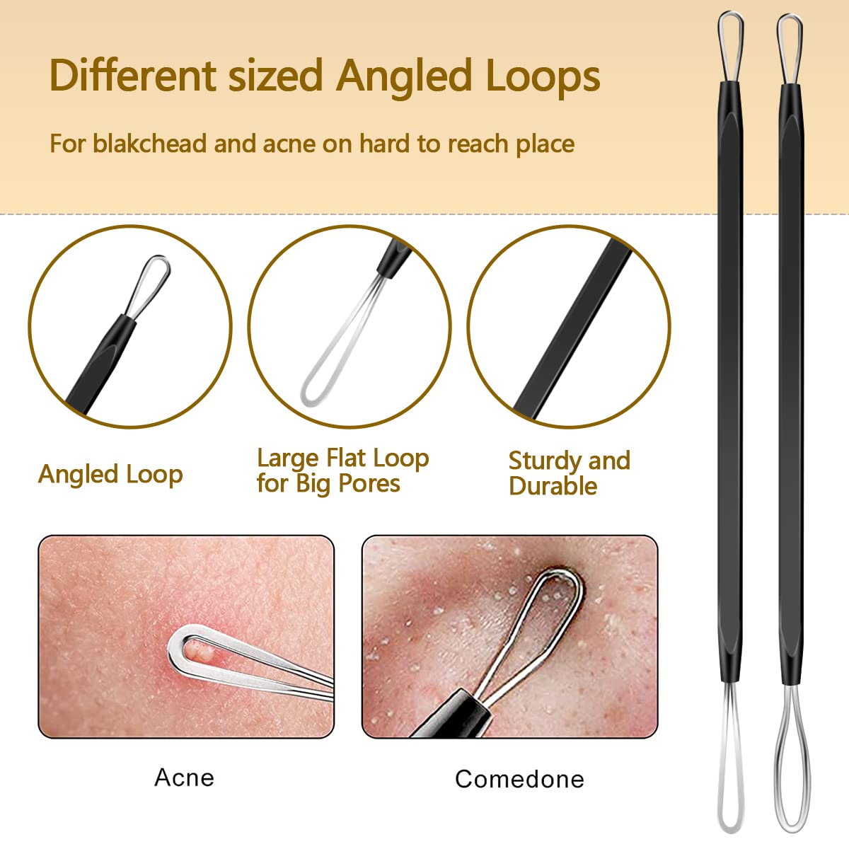 10Pcs Stainless Steel Pimple Popper Tool Kit, Blackhead Remover Tools Comedone Extractor Set, Acne Needle Tweezers