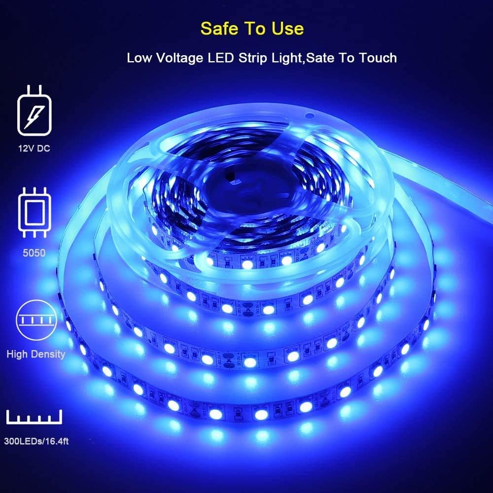 Boat Strip Lights Waterproof 16.4FT, 12v Blue Marine Pontoon Boat Lights