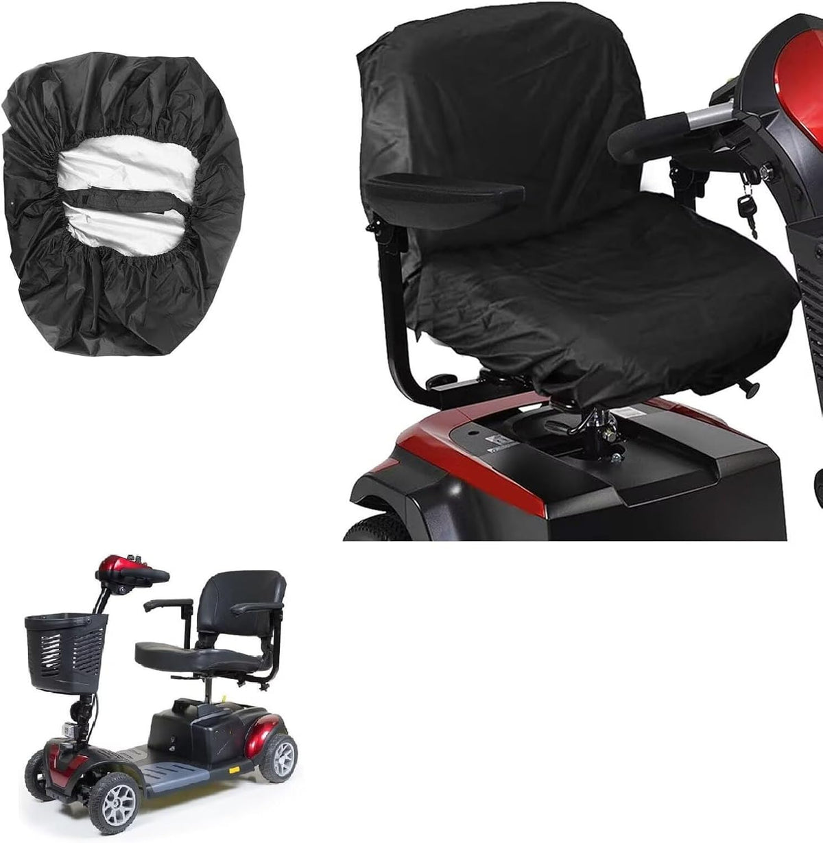 Generic Mobility Scooter seat Cover Compatible with Golden Technologies Around XL,Sun-Proof,rain-Proof,dust-Proof,with Detachable Protective Accessories(Black)