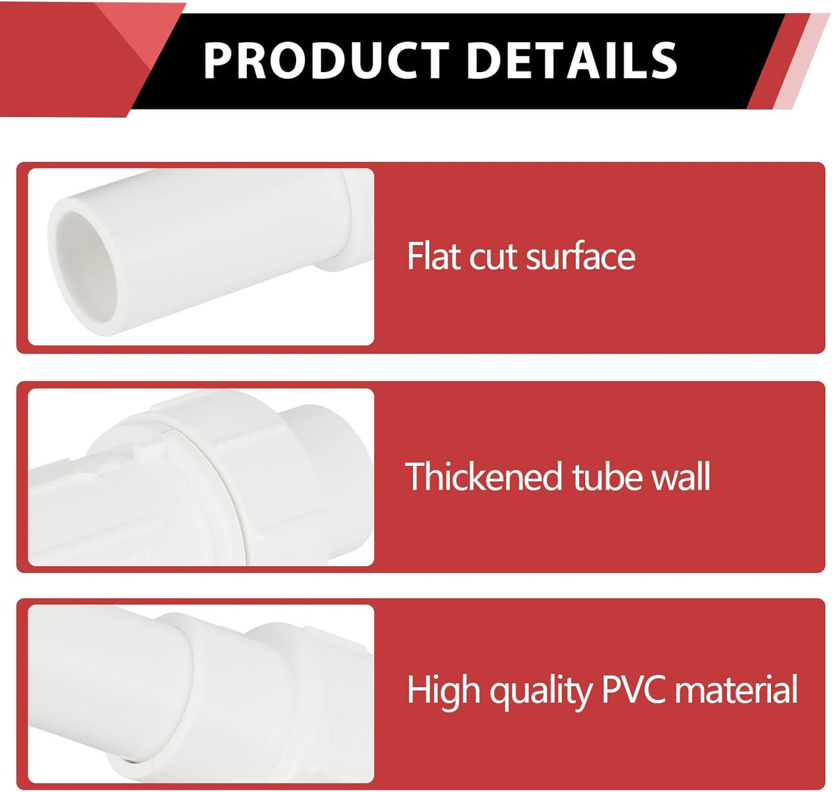 (Pack of 2) EFIELD 1/2 Inch PVC Expansion Repair Coupling for Broken or Cracked Pipe, Schedule 40, White,(PVC028-2)