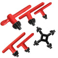 Hakkin 5Pcs Drill Press Chuck Key and Universal 4 Way Key, 3/4" 5/8" 1/2" 3/8" 1/4" Replacement Drill Chuck Key Wrench Electric Drill Clamping Tool with 4 in 1 Drill Chuck Wrench