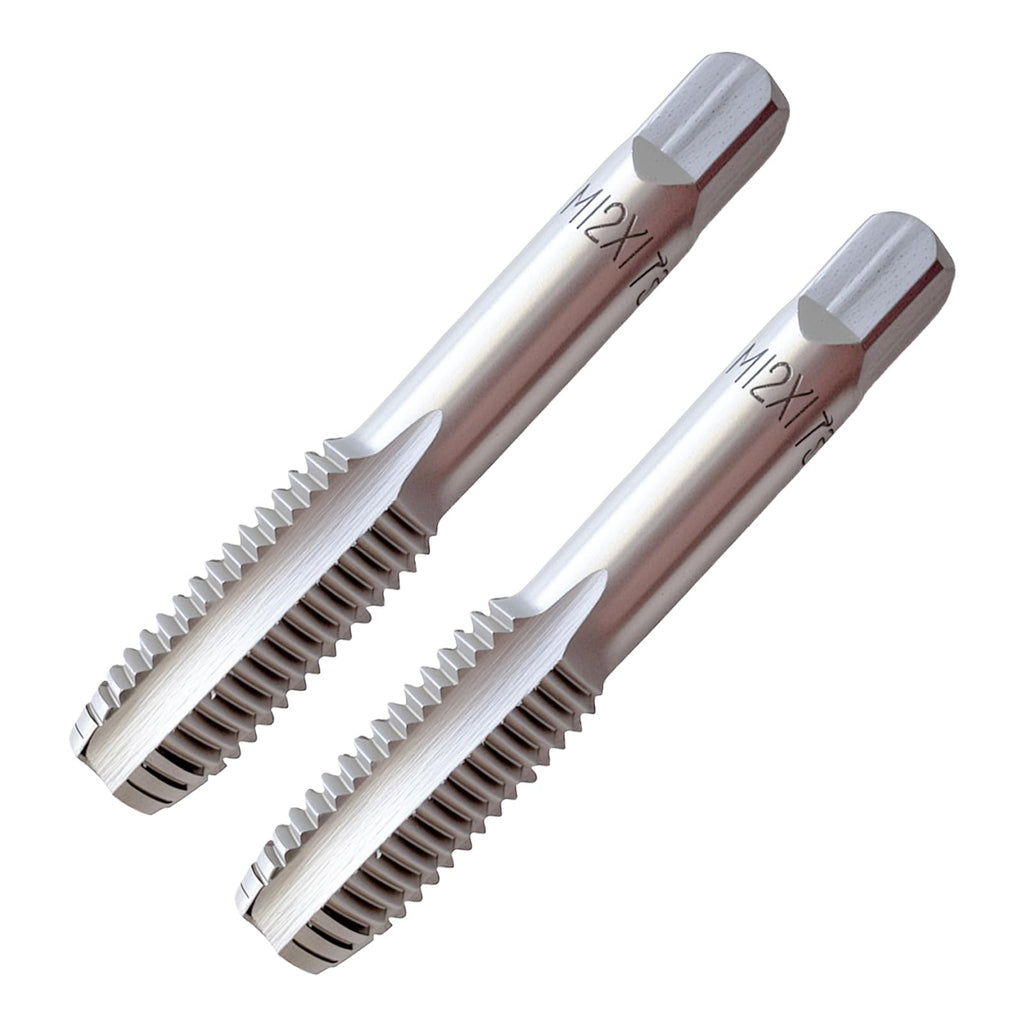 2Pack M12 x 1.75 Metric Thread Tap, M12 x 1.75mm High-Speed Steel Hand Tap,Right Hand Thread Tap 1Pair