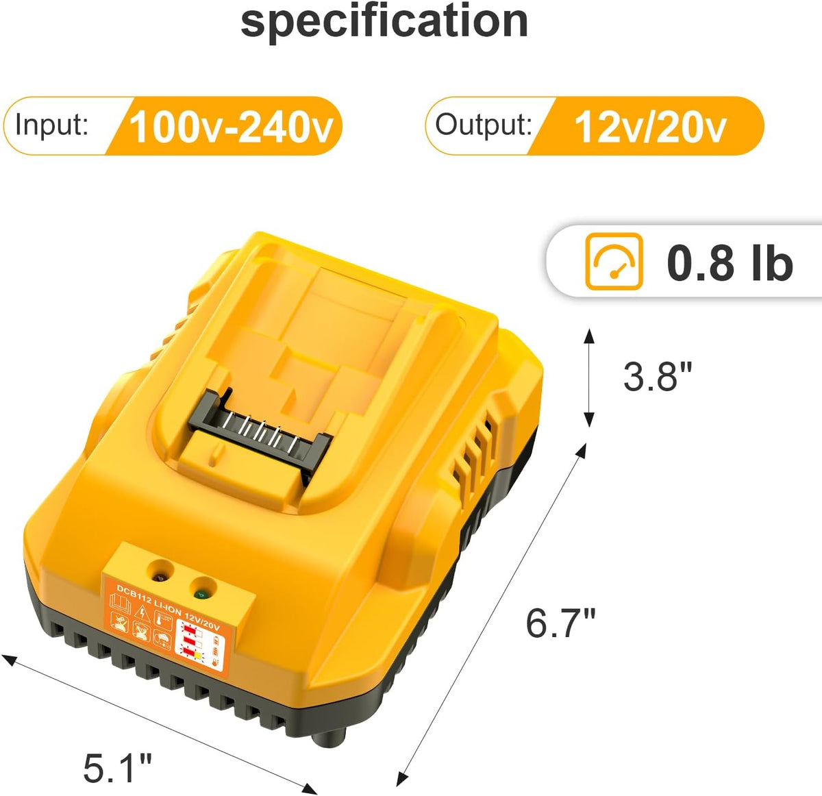 20V Max Battery Replacement 18V 2-Pack Upgraded 5.0Ah for Dewalt Battery - High Capacity with DCB112 Battery Charger Station for DCB200 DCB120