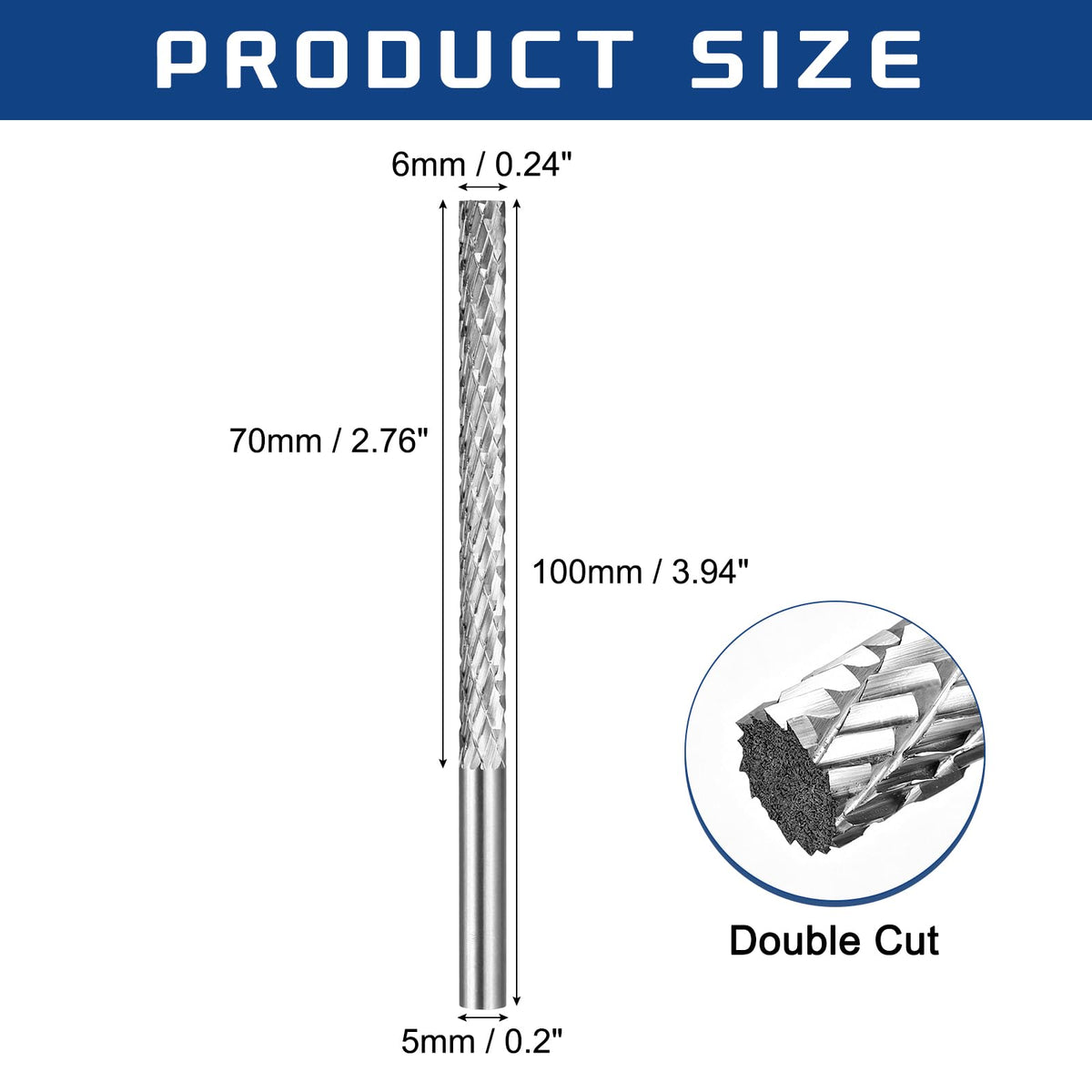Workkyma Die Grinder Bits Rotary Burrs 5mm Shank 6x70mm Cutting Head