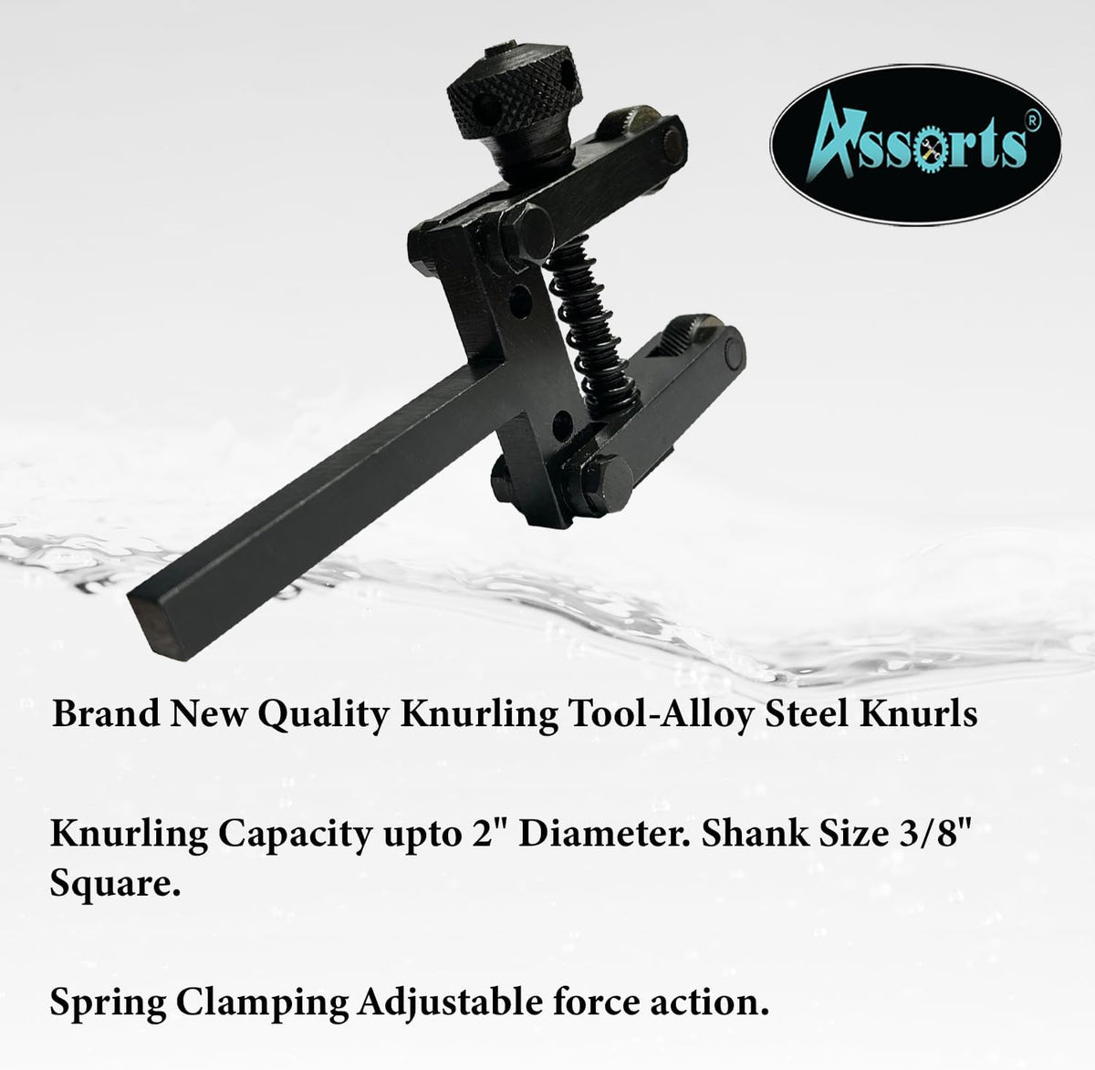 Spring Loaded Clamp Type Knurling Tool for Lathe Machines, 2" Capacity, 3/8" Shank, Precision Metalworking Tool