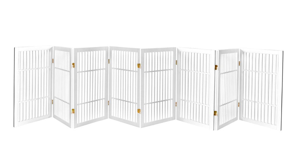 Freestanding Solid Wood Folding Pet & Dog Barrier Gate with Support Feet for Wide Indoor Openings, Hallways & Stairs