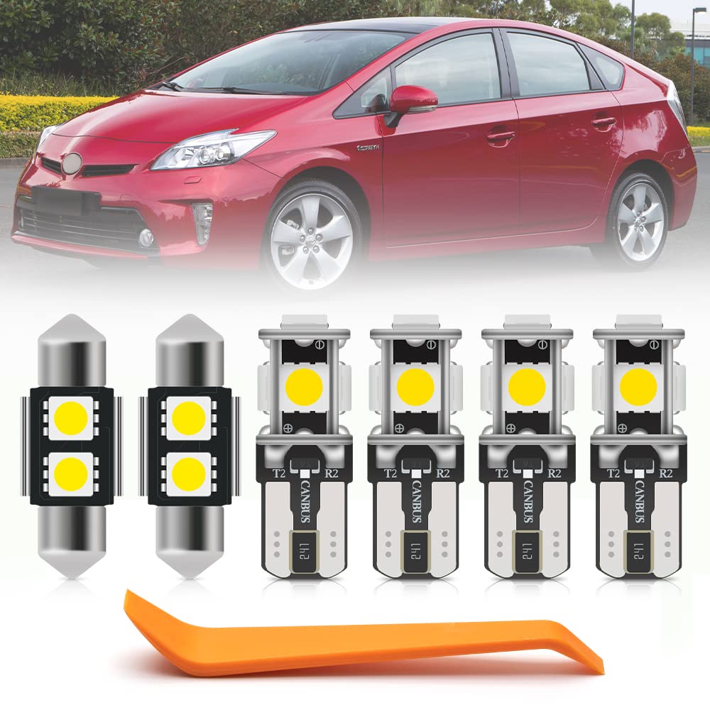 10Pcs White Interior LED Lights Bulb Kit for Toyo'ta Prius 2010-2015