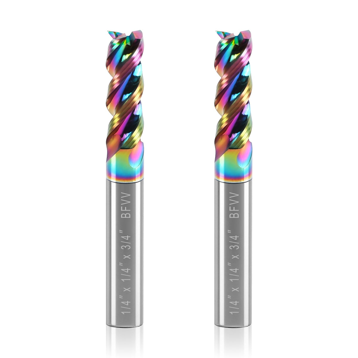 BFVV 1/4" Shank Carbide Square End Mill, 3-Flute for Aluminum & Copper