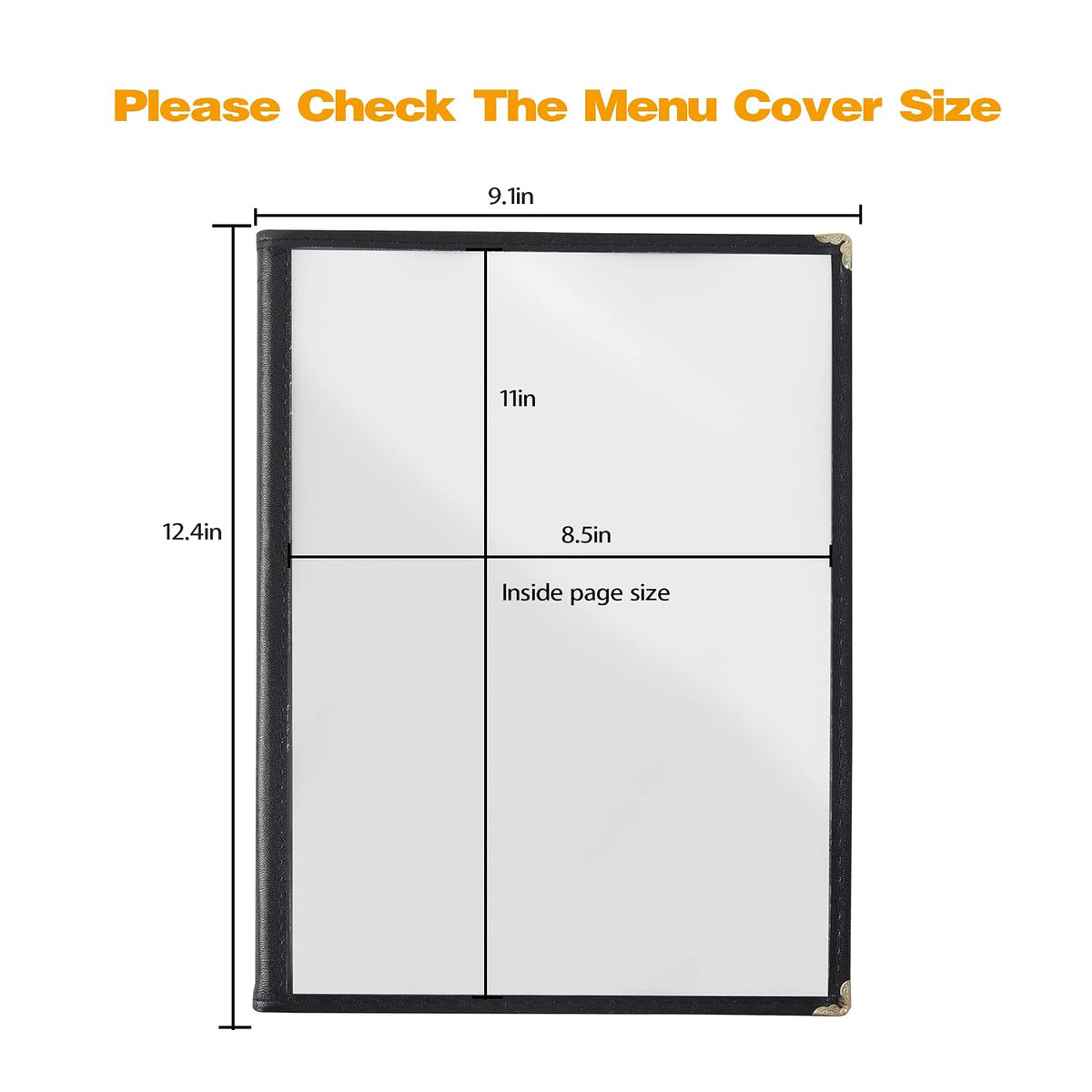 Menu Covers 8.5 x 11 Inch, 2 Pack 4 Page 8 View Clear Menu Holder Sleeve