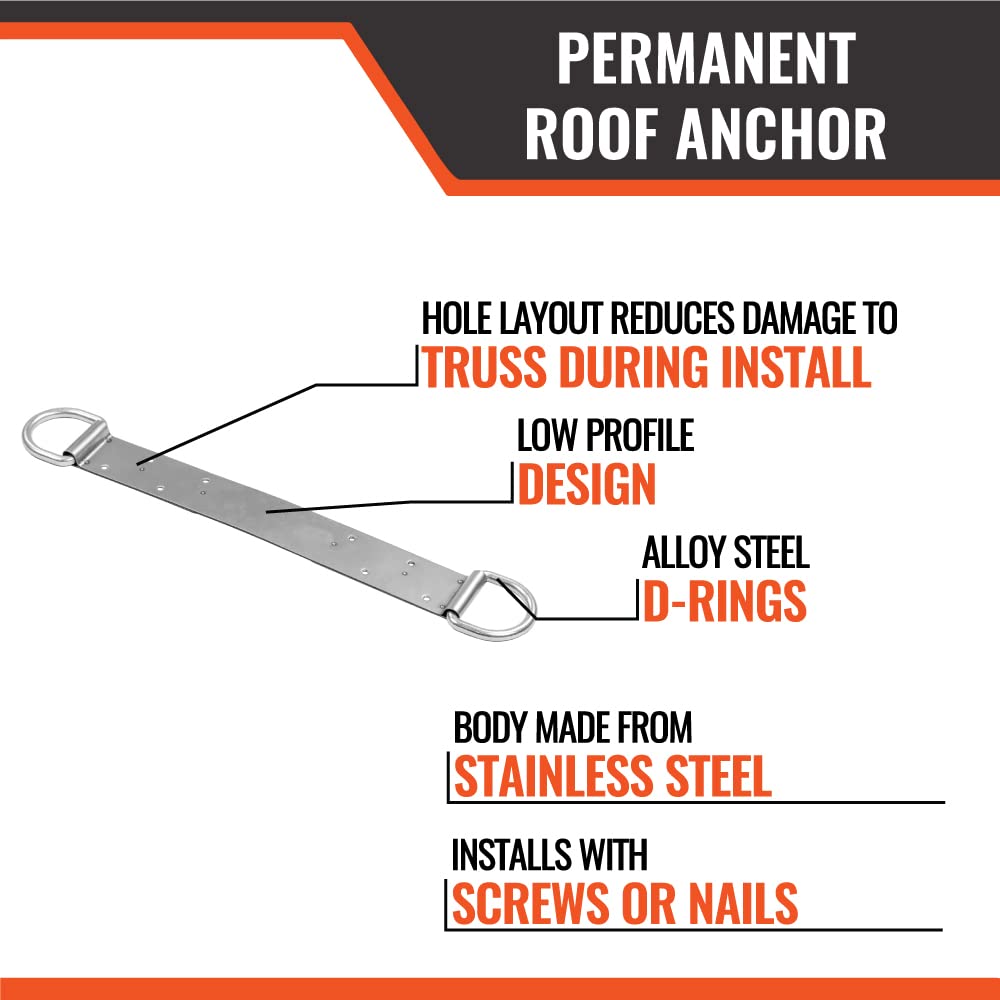 Permanent Roof Anchor – 18” Dual D-Ring Fall Protection Anchor