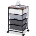 Rolling Cart with Drawers, 4-Drawer Utility Cart, Light Grey