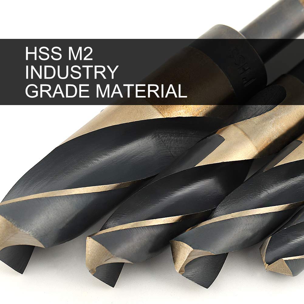 COMOWARE 3/4" Reduced Shank Drill Bit, M2, Black & Gold Drill Bit with 3-Flat 1/2" Shank, 135° Split Point, Metal Drills Bits for Steel/Aluminum/Iron/Plastic/Wood, for Electricians & DIY