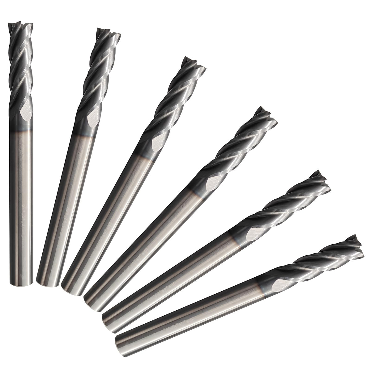6Pcs 3/16" Carbide Square End Mill 4-Flute TIALN Coated CNC Milling Bits