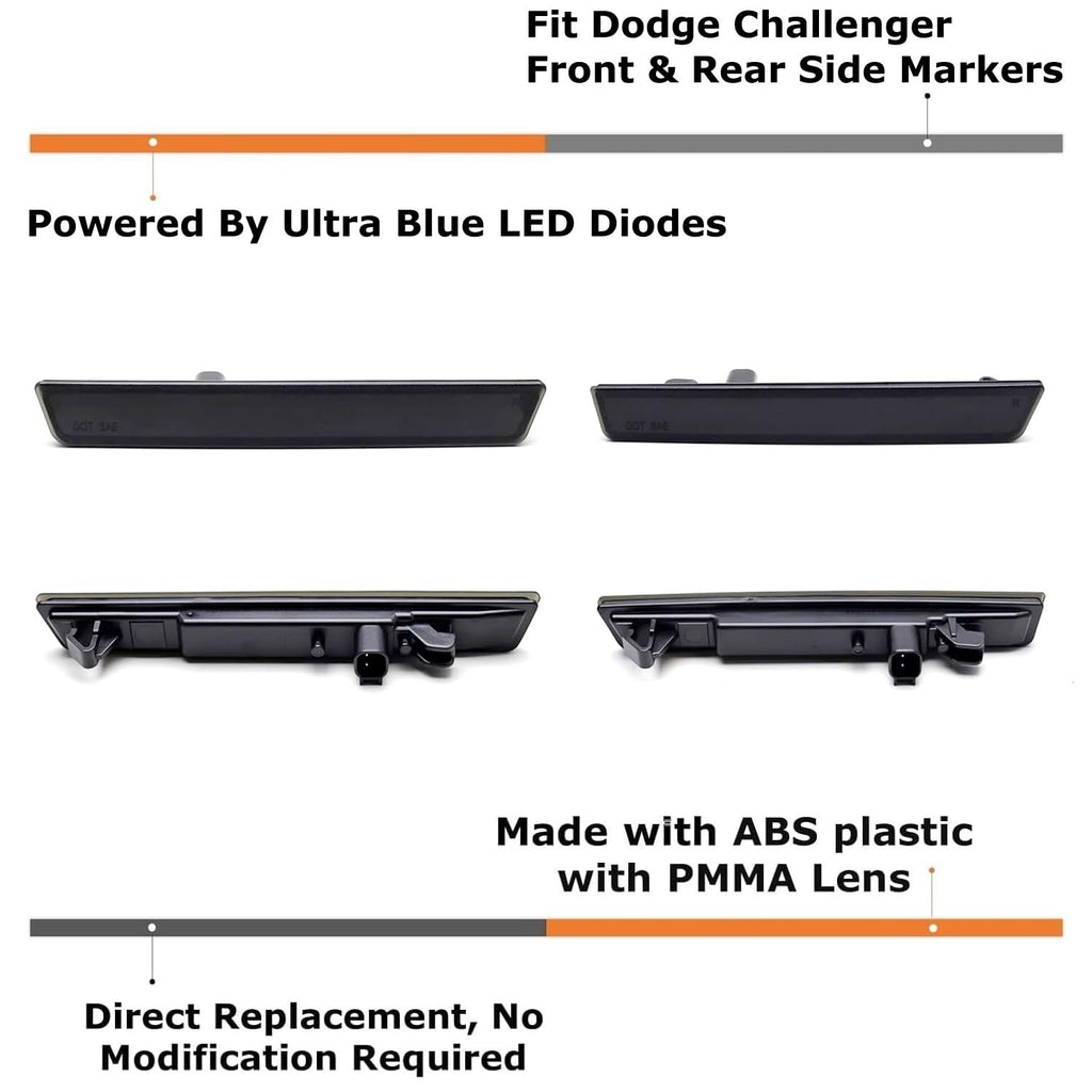 iJDMTOY LED Front/Rear Side Marker Lights For Dodge 2015-2022 Challenger