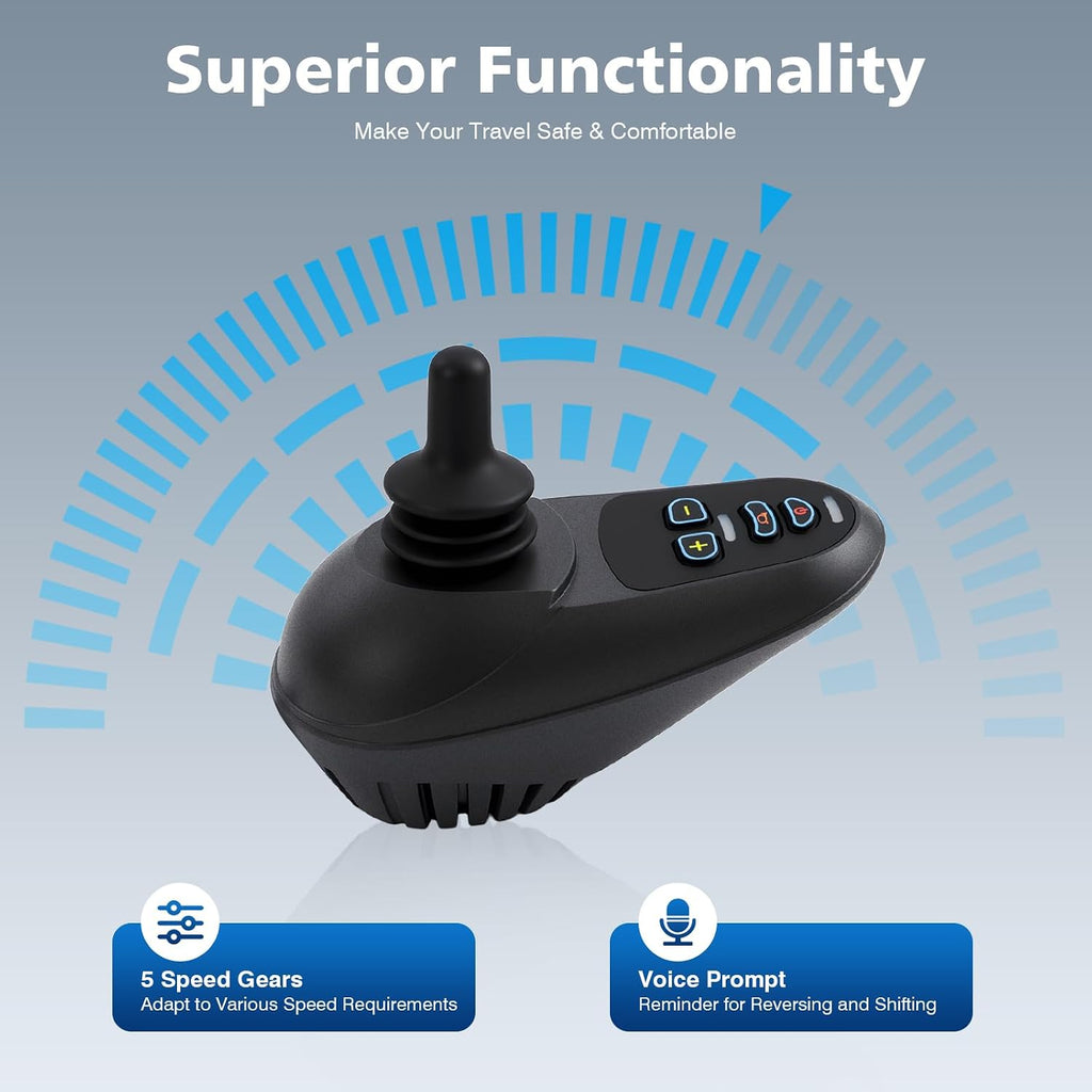 Electric Wheelchair Joystick Controller Replacement, Compatible with Most Power Wheelchairs, 360° Professional Control Stick with Ramp Parking Brake 50A