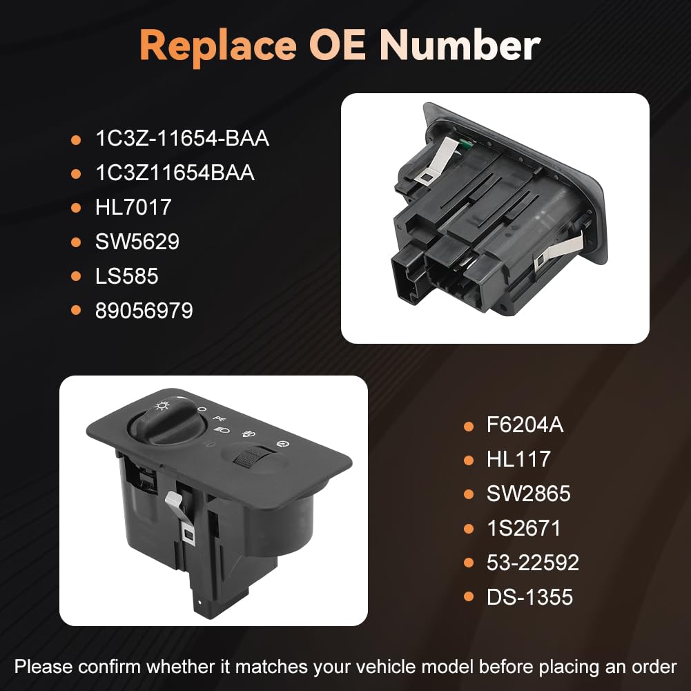 Headlight Switch Compatible with Ford F-250/F-350/F-450/F-550 Super Duty