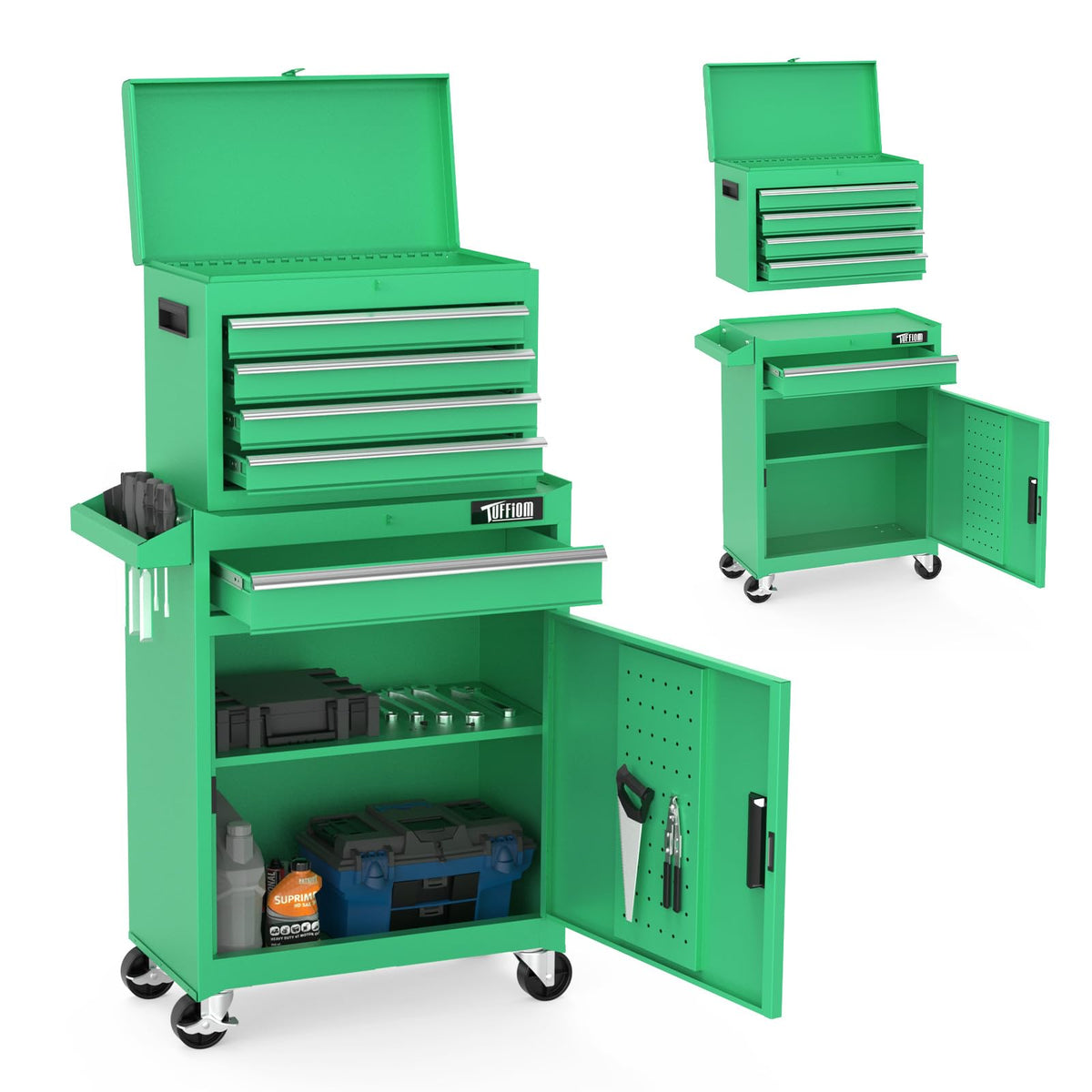 5-Drawer Rolling Tool Chest, Tool Storage Cabinet w/Drawers, Lockable Wheels, Detachable Top & Adjustable Shelf