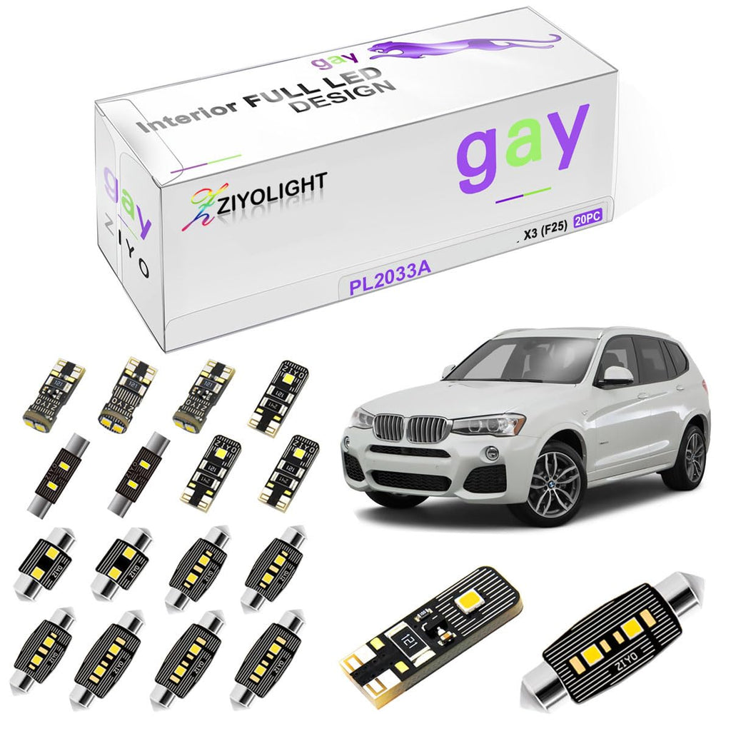 ZIYOLIGHT PL2033A - (20 Bulbs) LED Interior Light Kit Replacement for BMW F25 X3 2011-2017, White Dome Light Bulbs Upgrade Error Free