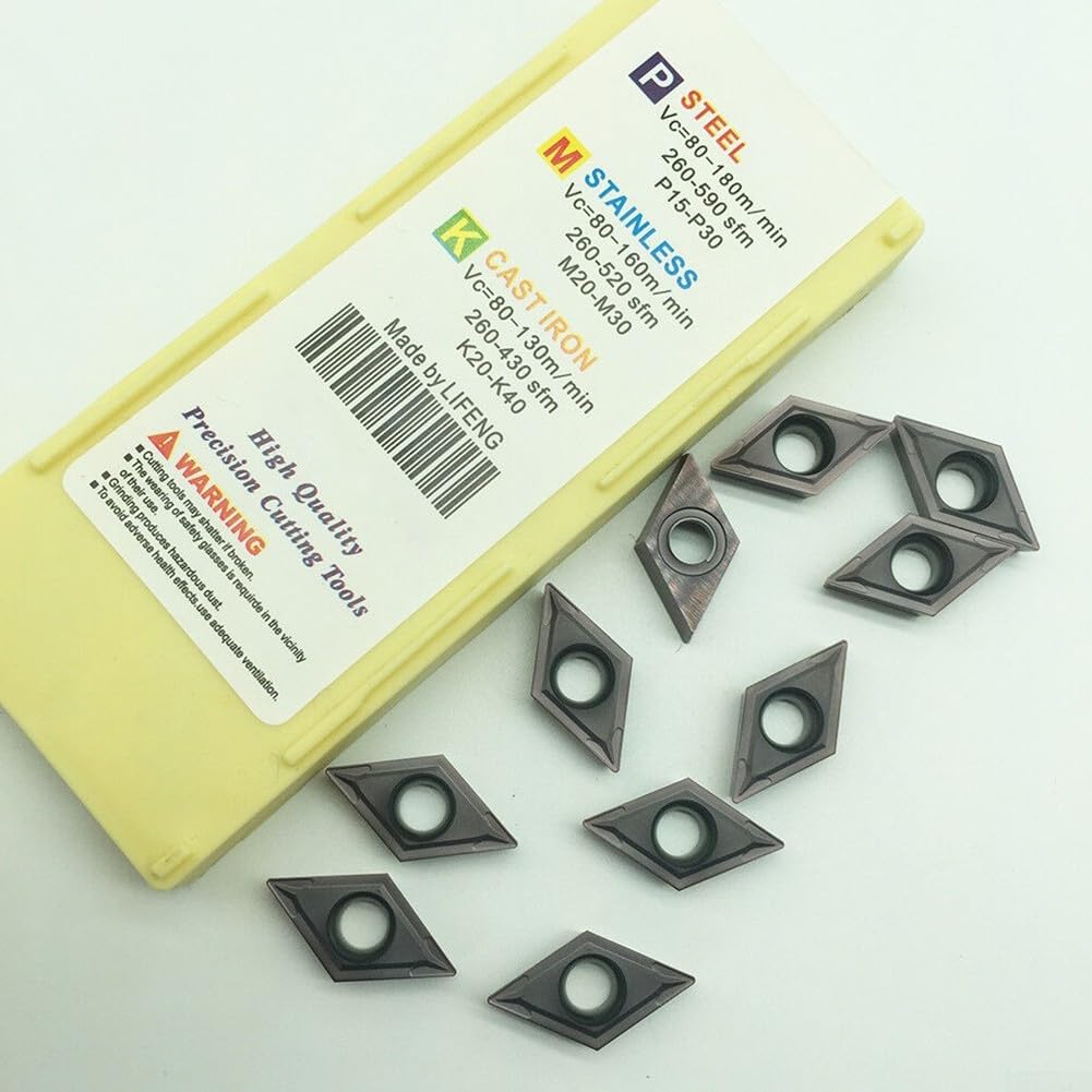 10Pcs DCMT11T304 LF6018 Carbide Turning Inserts for Stainless Steel CNC Machining, Compatible with DCMT32.51, Industrial Metalworking Toolholding