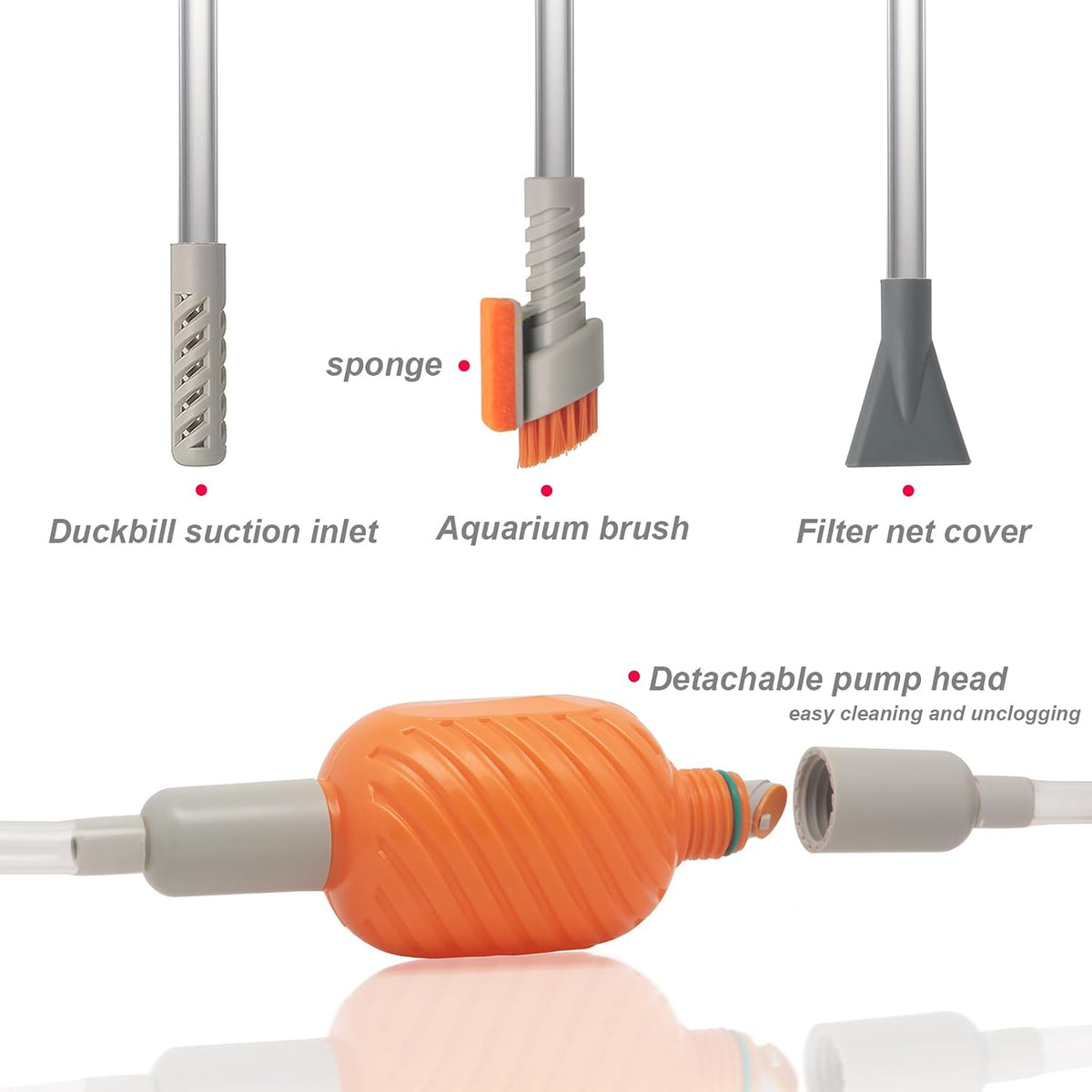 Compact Aquarium Siphon Vacuum and Water Changer Kit with Cleaning Brush. Perfect for Simultaneous Water Changing and