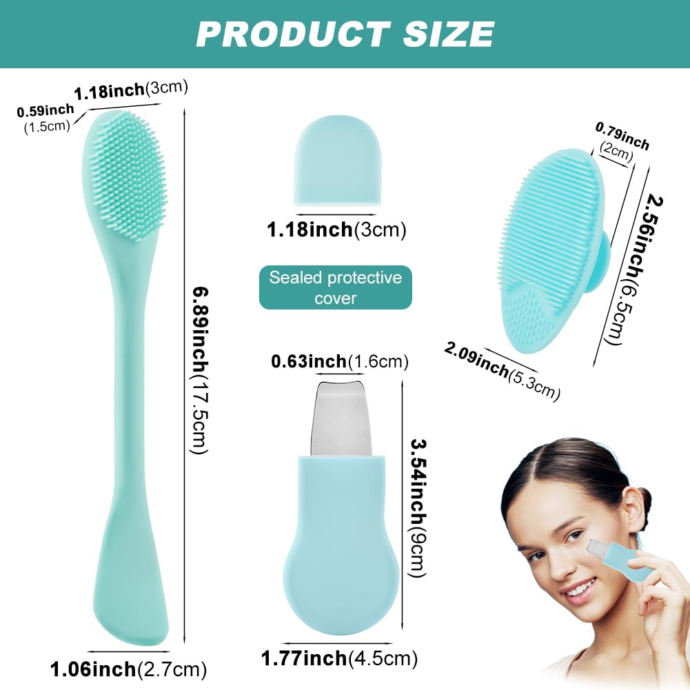 Blackhead Remover Tool Set, 2 in 1 Nose Pore Cleaning Brush & Skin Spatula