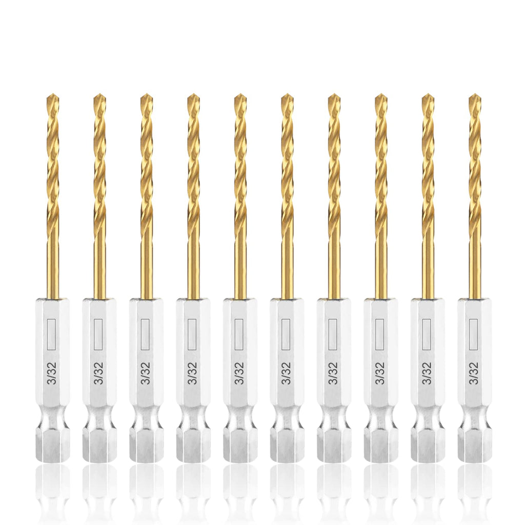 amoolo 3/32" Hex Shank Impact Drill Bit Set, 10Pcs