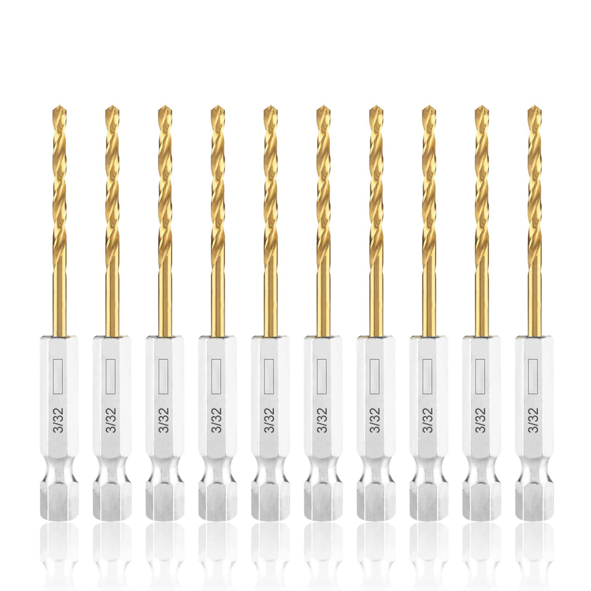 amoolo 3/32" Hex Shank Impact Drill Bit Set, 10Pcs