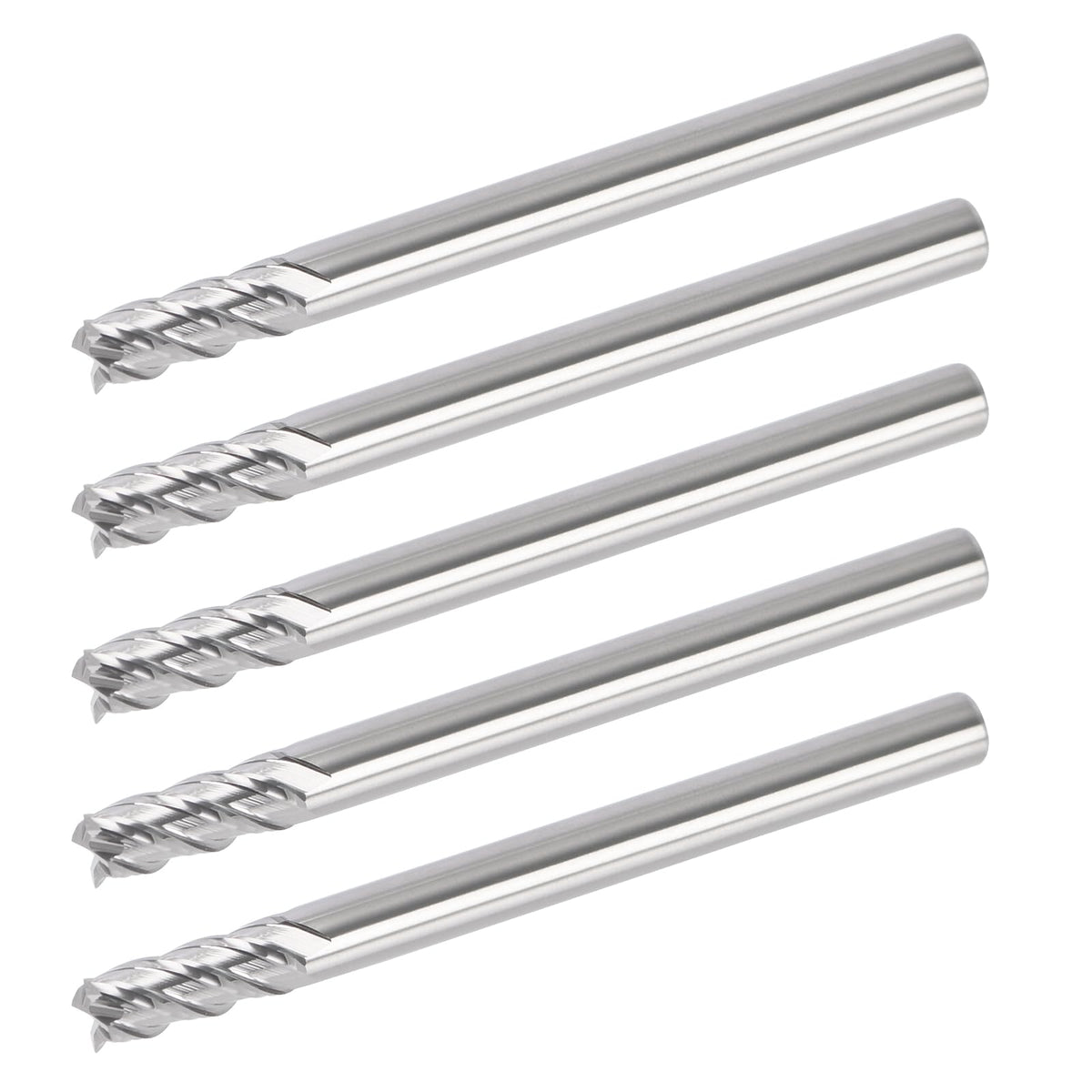PQY 1/6" Ceramic Square End Mill 4 Flute Milling Bits Set for Steel 5pcs