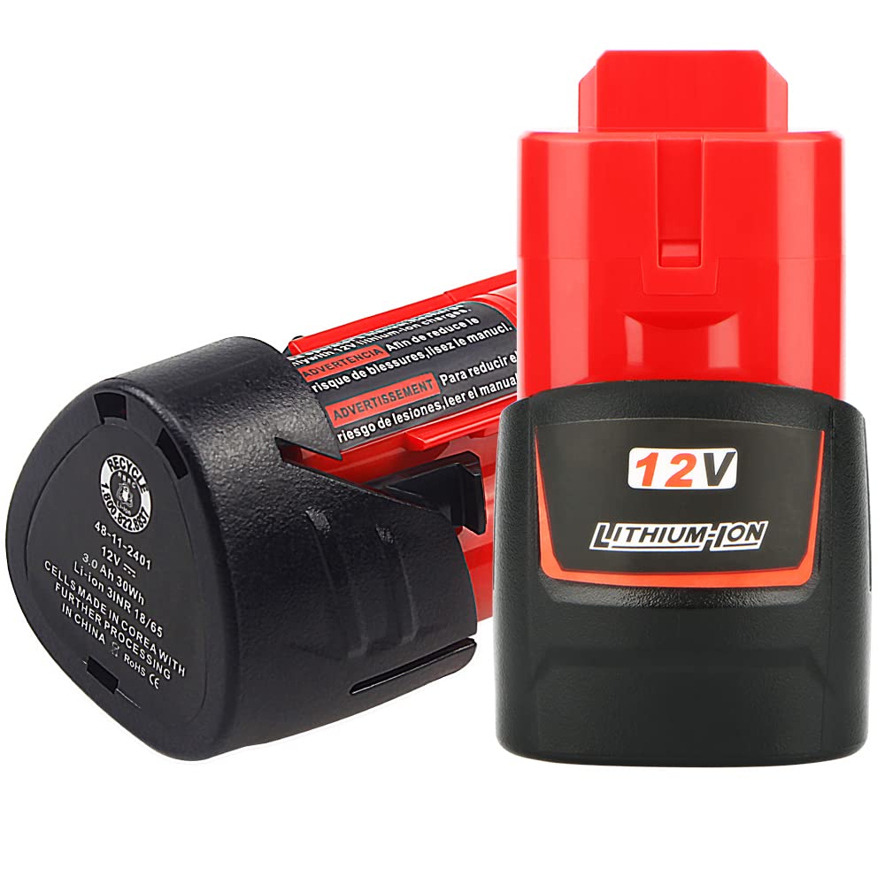 2Pack 12V 3.0A Replacement Battery Compatible with Milwaukee Tool