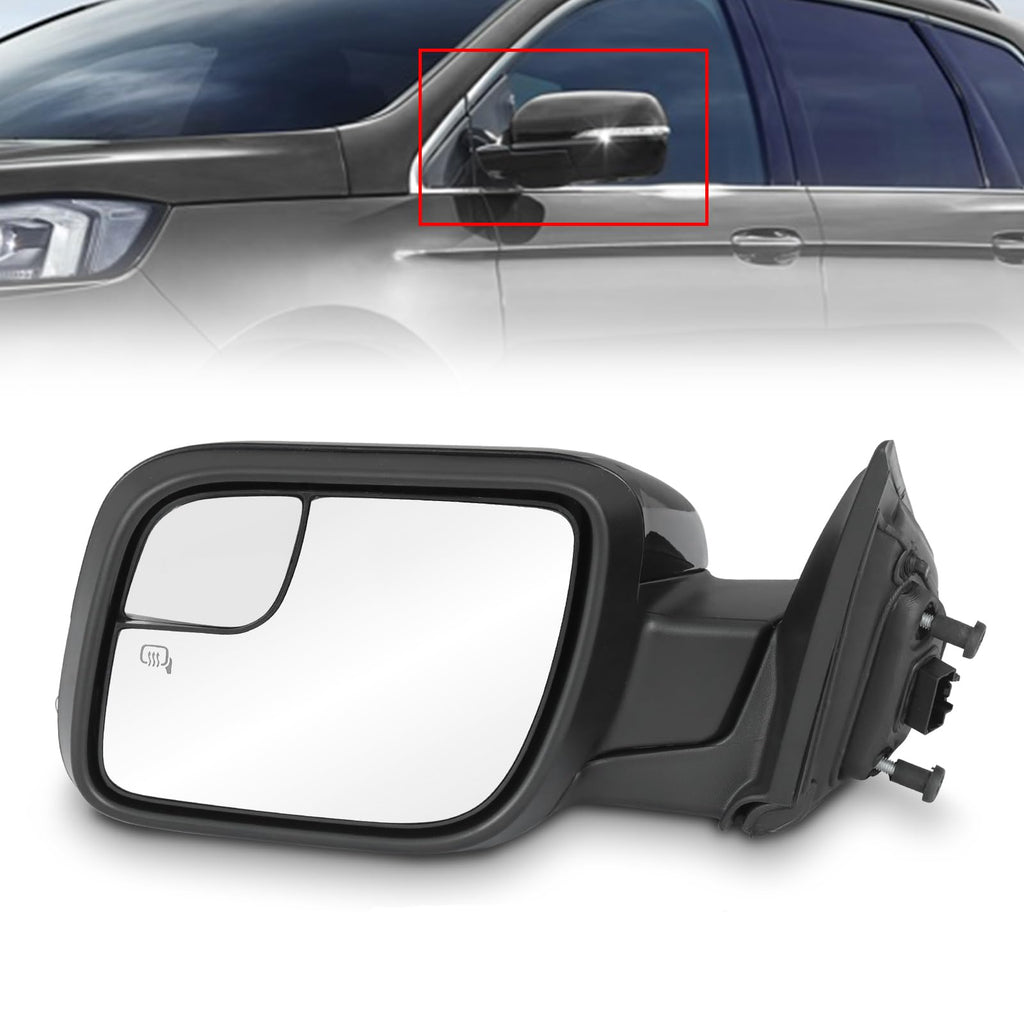 KARPAL Fit for 2016-2019 Ford Explorer Driver Side Door Mirror Gloss Black w/Turn Signal Heated Replace GB5Z17683BDPTM FO1320554 | 7 Pin