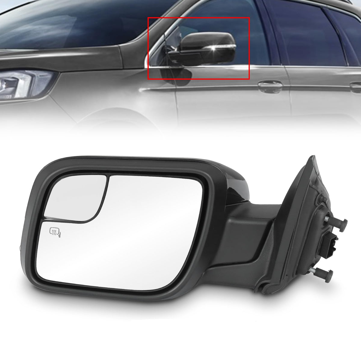 KARPAL Fit for 2016-2019 Ford Explorer Driver Side Door Mirror Gloss Black w/Turn Signal Heated Replace GB5Z17683BDPTM FO1320554 | 7 Pin