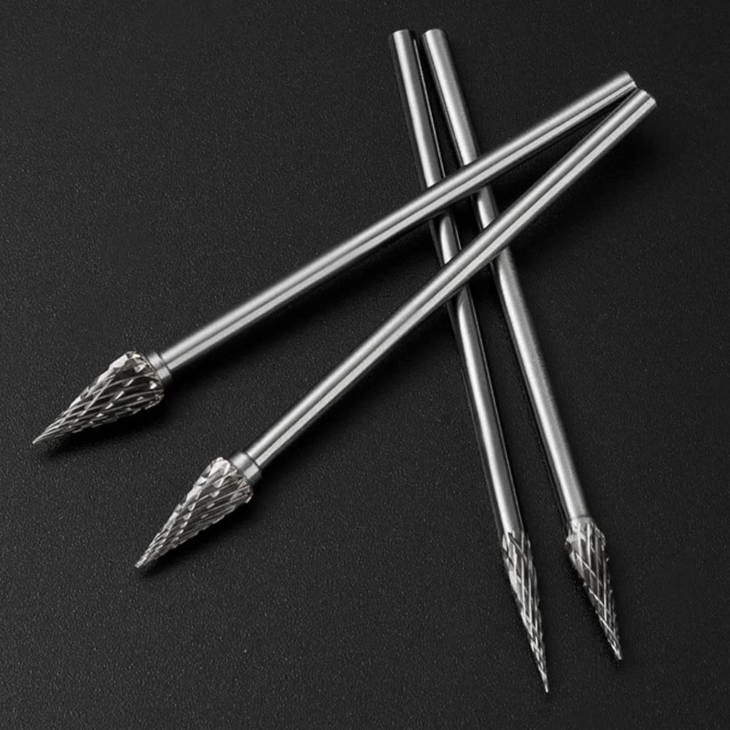 Luo ke 4 Pcs Extended 1/8" Shank Cone Shape Carbide Burr