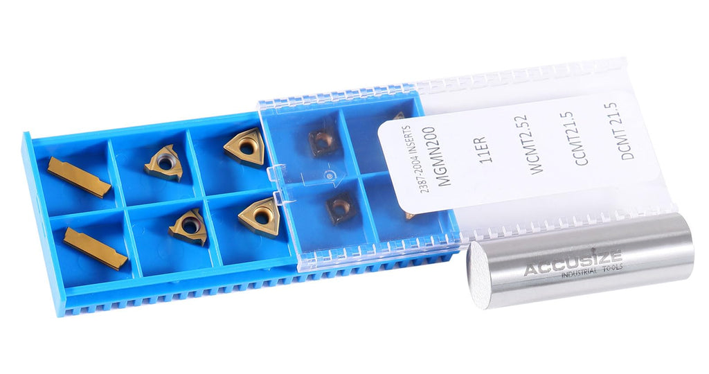 Accusize Industrial Tools 2 Pc of Each Kind of Carbide Inserts for 2387-2004, CVD Coated and Tin Coated, Total 10 Pieces, 2387-2004inserts
