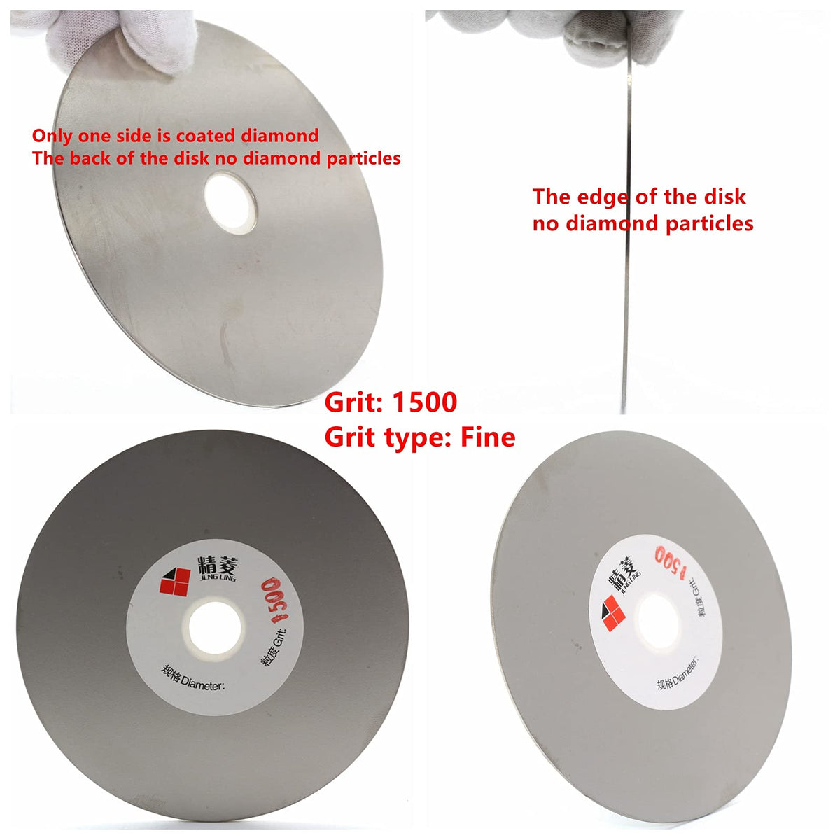 JINGLING 4" inch 100mm Diamond Grinding Disc Coated Flat Lap Disk Grit 1500 Fine