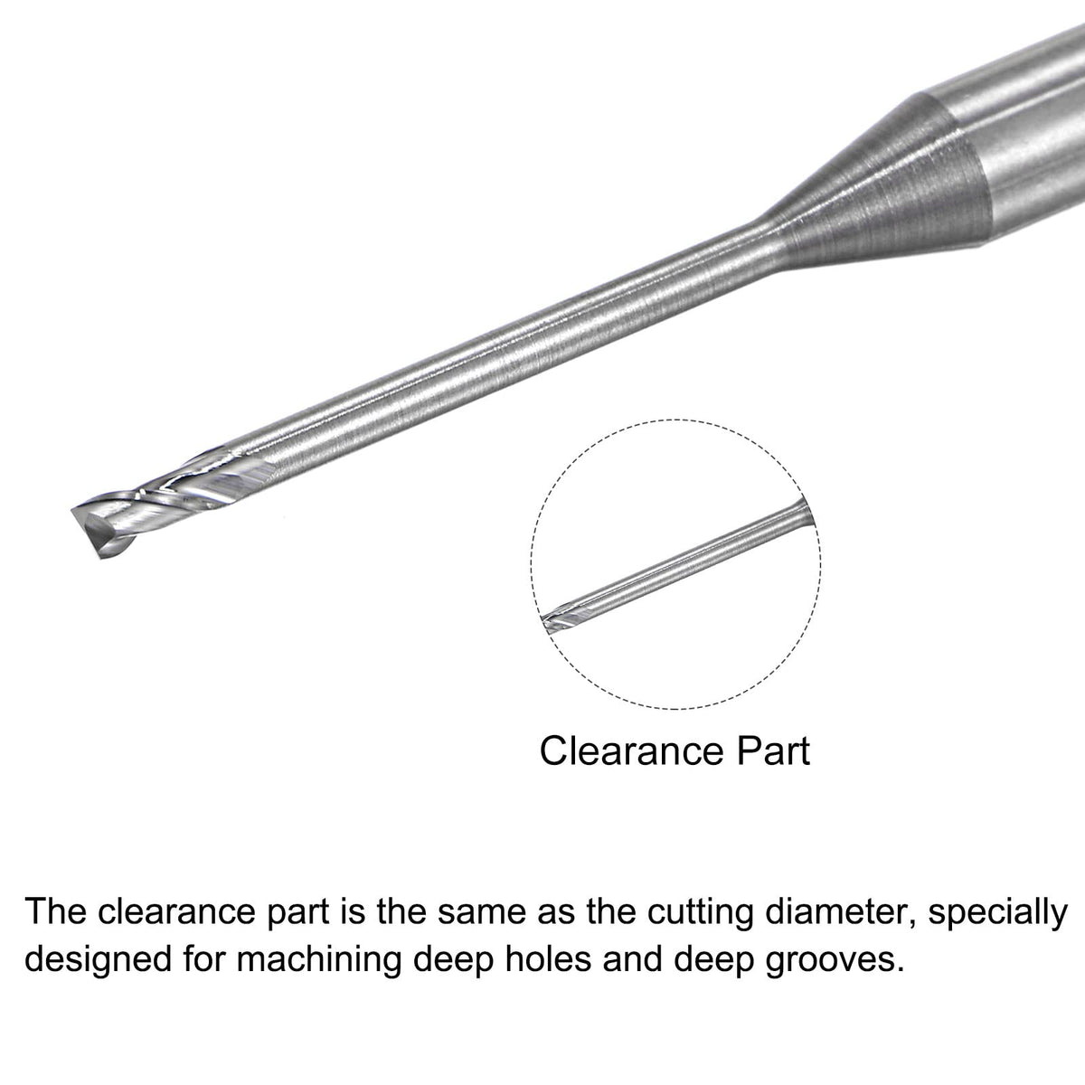 uxcell Square Nose End Mill, 1.5mm Solid Carbide Long Reach CNC Router Bits 2 Flutes Milling Cutter with Extended Neck, 18mm Cutting Length 4mm Shank