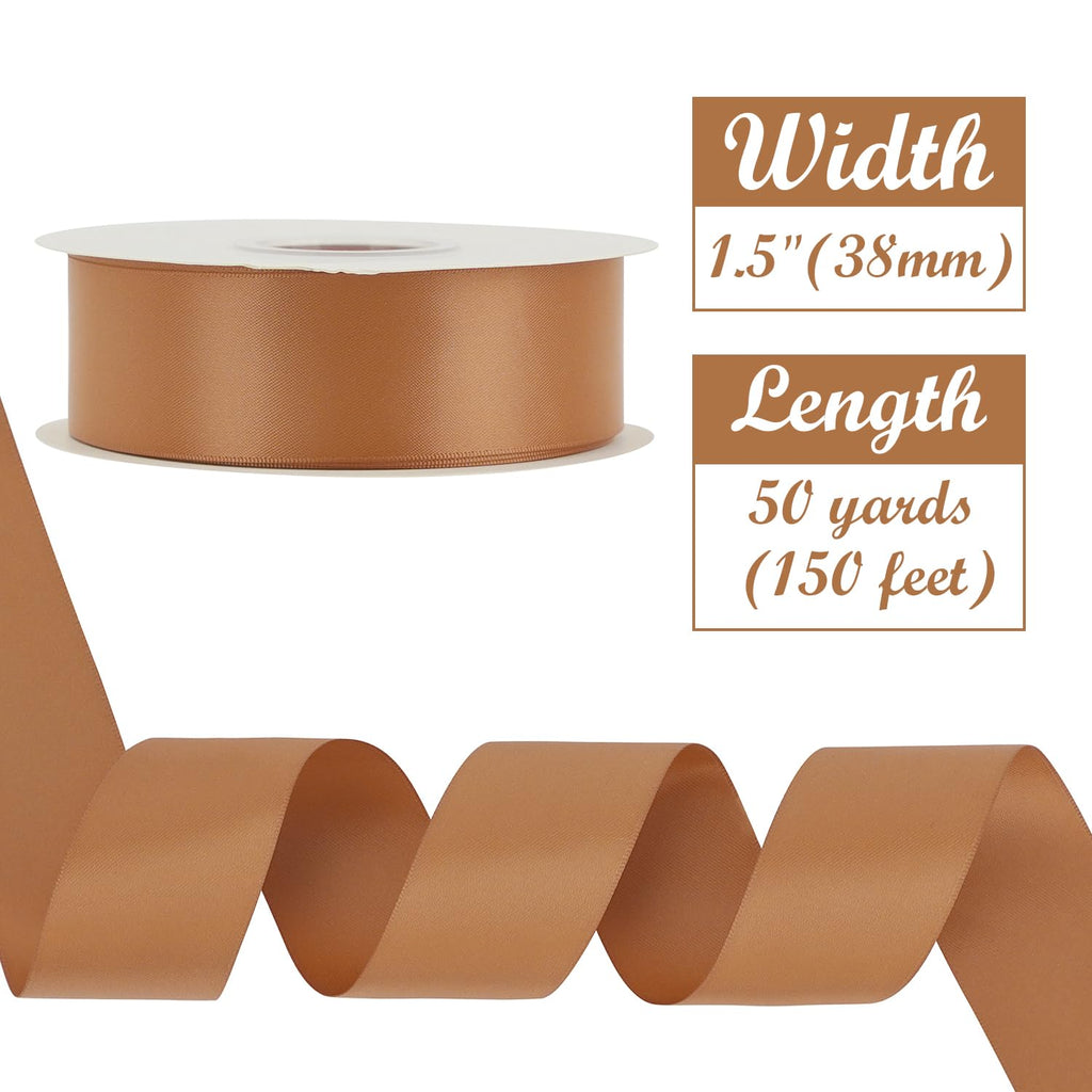 Terracotta Double-Faced Satin Fall Ribbon 1-1/2 inch x 50 Yards