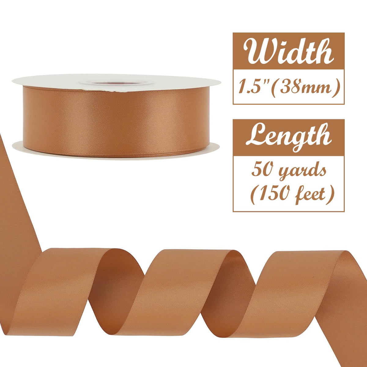 Terracotta Double-Faced Satin Fall Ribbon 1-1/2 inch x 50 Yards