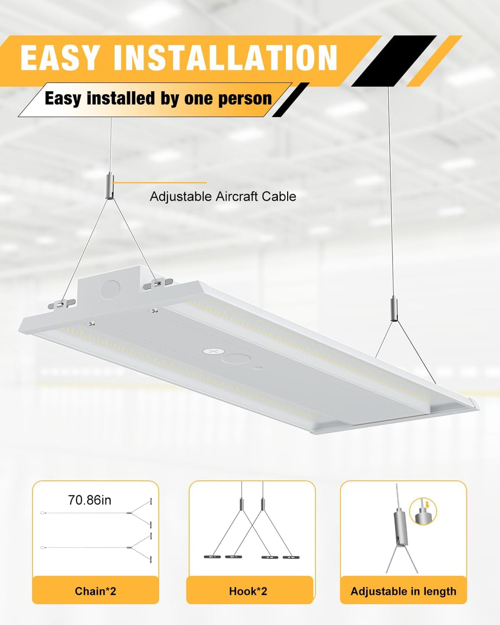LED Linear High Bay Light, 210W 31500LM 5000K High Bay Shop Lights