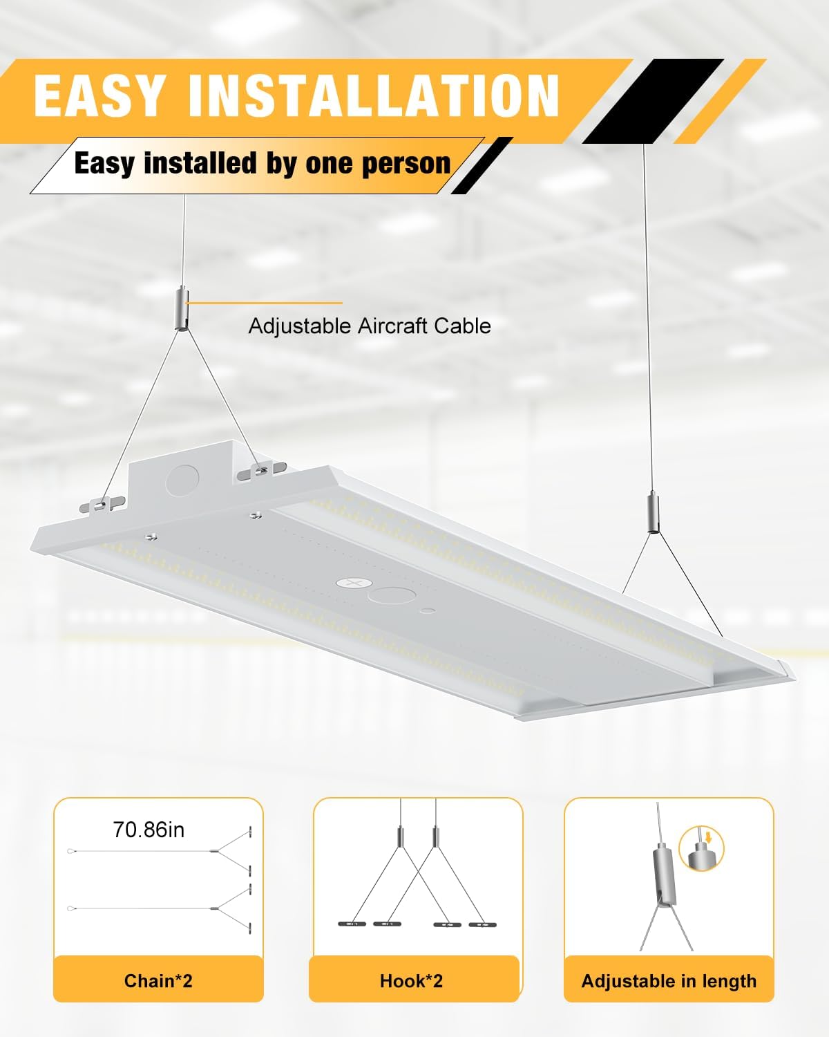 LED Linear High Bay Light, 210W 31500LM 5000K High Bay Shop Lights