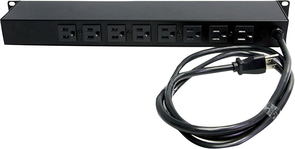 StarTech 8-Outlet 1U PDU, 120V/15A, Surge, 6ft Cord, TAA (RKPW081915) | Power strip for network server racks, Surge