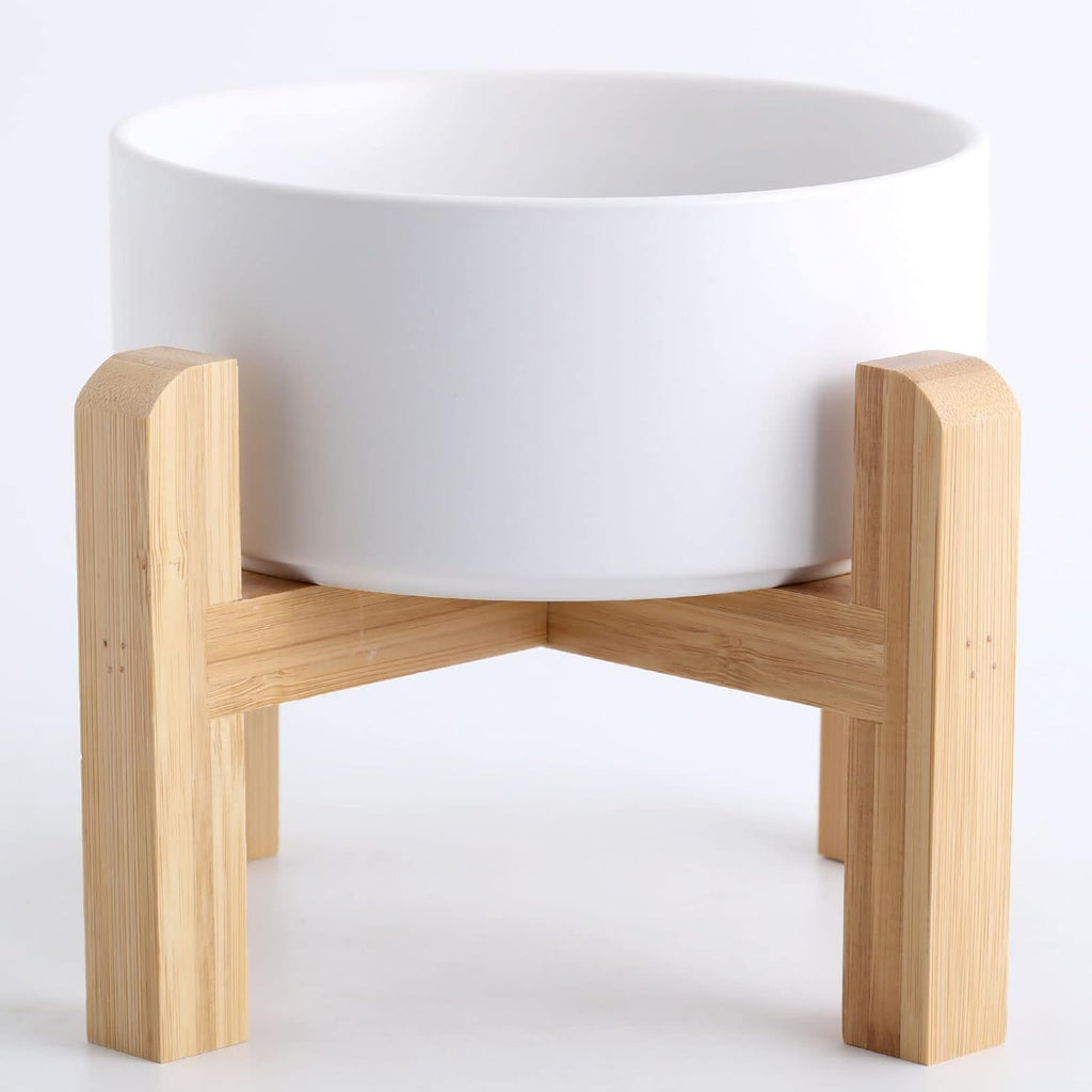 White Elevated/Raised Ceramic Dog Bowl for Small Breeds, Dog Food Water Dish with Stand,Pet Feeding Bowl with Anti