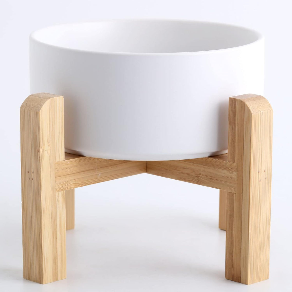 White Elevated/Raised Ceramic Dog Bowl for Small Breeds, Dog Food Water Dish with Stand,Pet Feeding Bowl with Anti