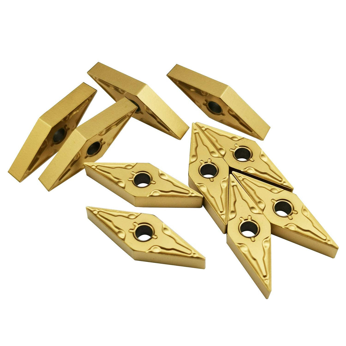 ASZLBTYM 10PCS VNMG331/ VNMG160404 CNC Lahe Indexable Carbide Turning Insert Cutting Blade for VNMG Turning Tool Holder, Multilayer Coated, 3/16" Thick, 1/64" Radius (Yellow, VNMG331)