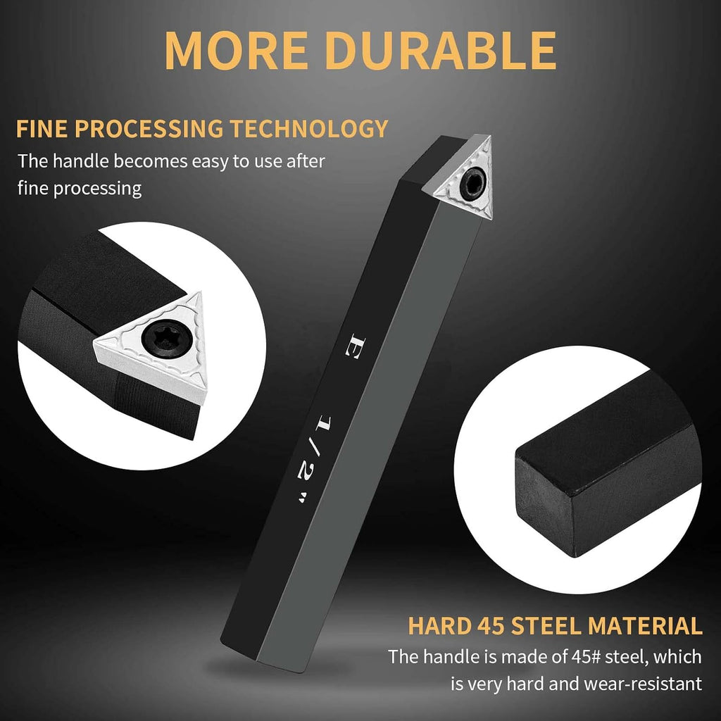 1/2" Indexable Carbide Turning Inserts Holder Set for Machining Lathes