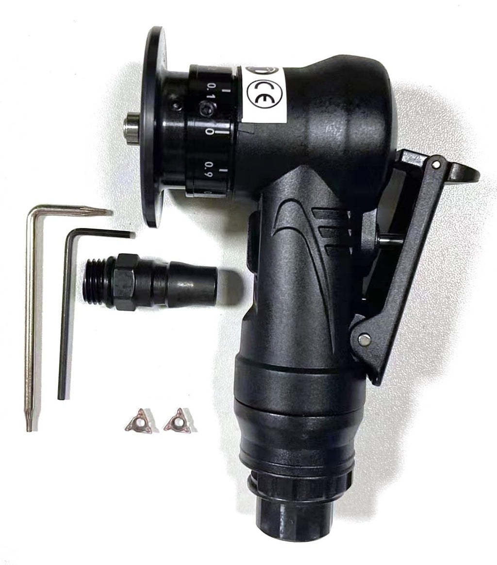 Pneumatic Chamfering Tool, Portable Mini Deburring Tool, 45 Degree Handheld Linear Air Chamfer Tool for Metal, Trimming Machine Arc Edge Beveler with Precision Blade Inserts, Ultra Light (Black)