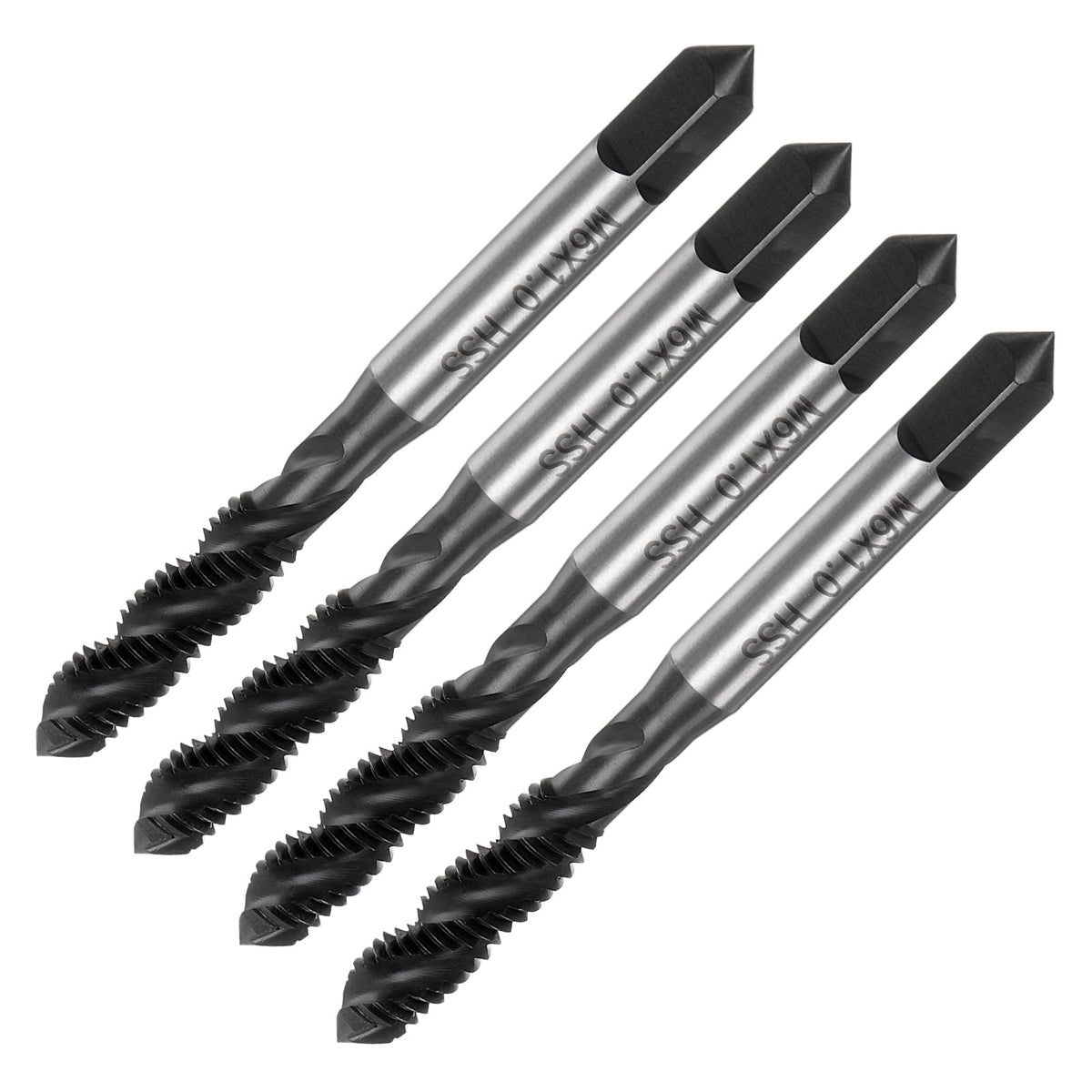 uxcell 4pcs Spiral Flute Thread Taps, M6 x 1 Nitride Coated Metric Screw Tap, Fully Ground High Speed Steel 6542 Machine Tapping Threading Tool for Machinist Thread Repair