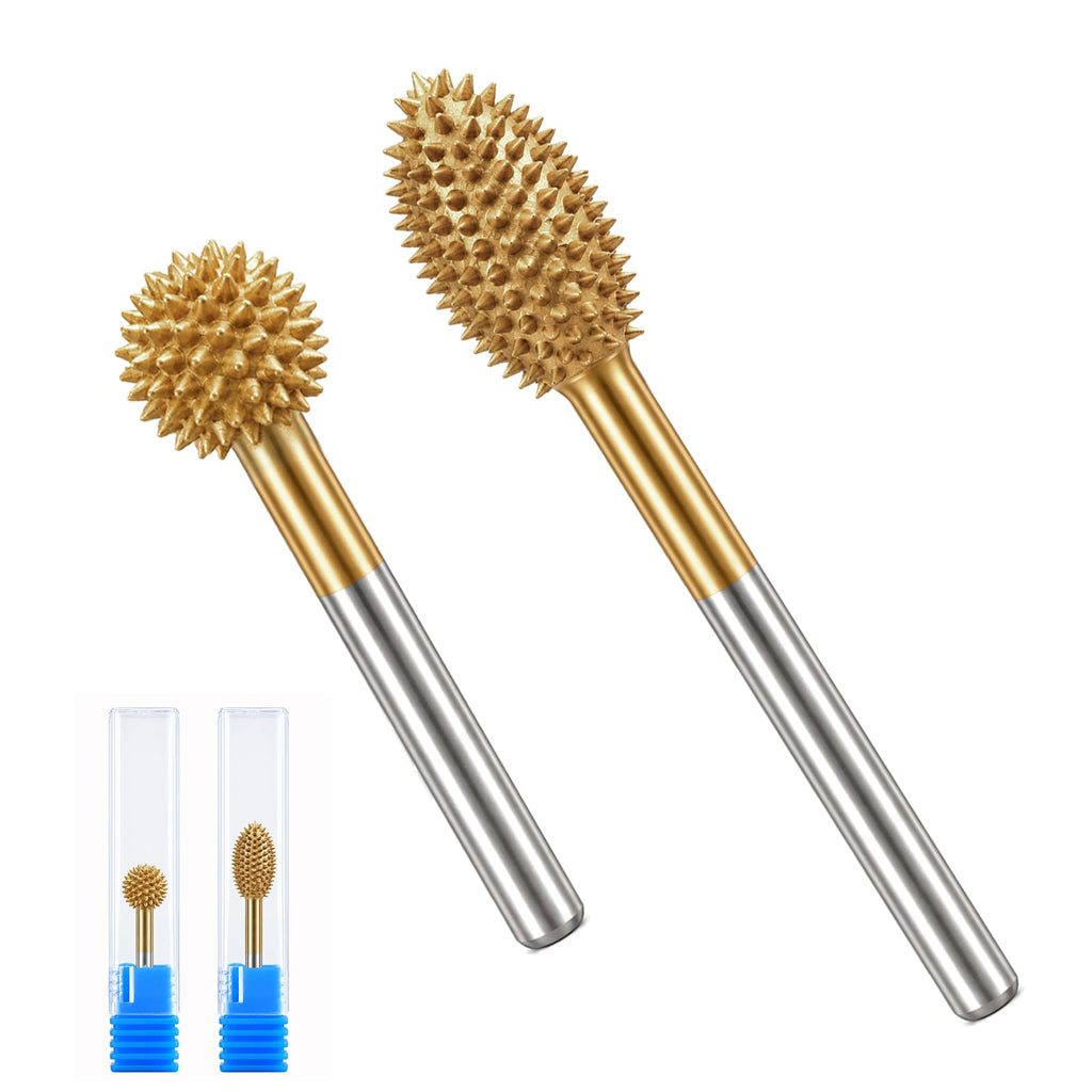CAELUM Titanium-Coated Rotary Burr Set 2Pcs, 1/8" Coarse, Wood Carving Kit